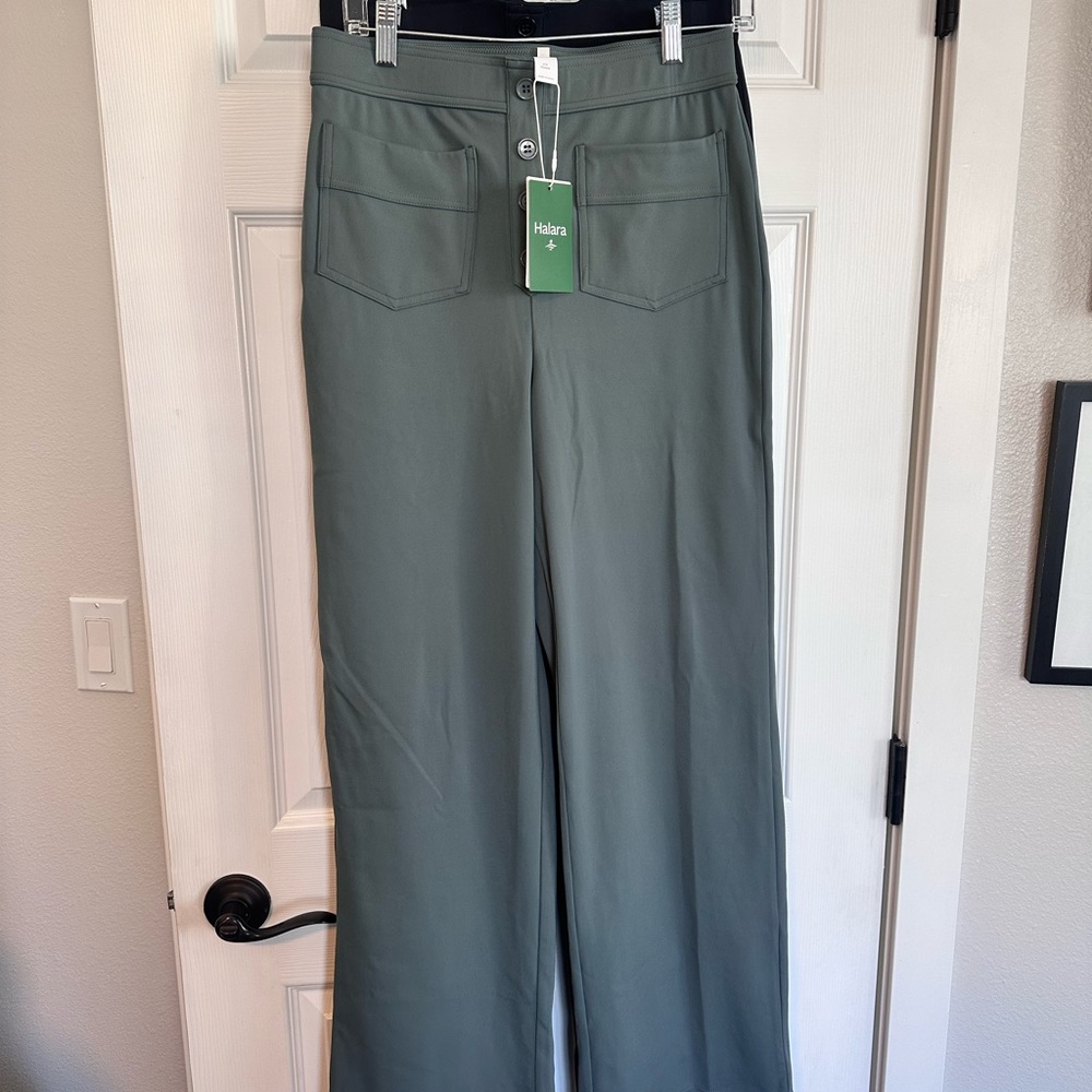 Halara Women's Casual Pants - high waisted button multiple pockets straight leg